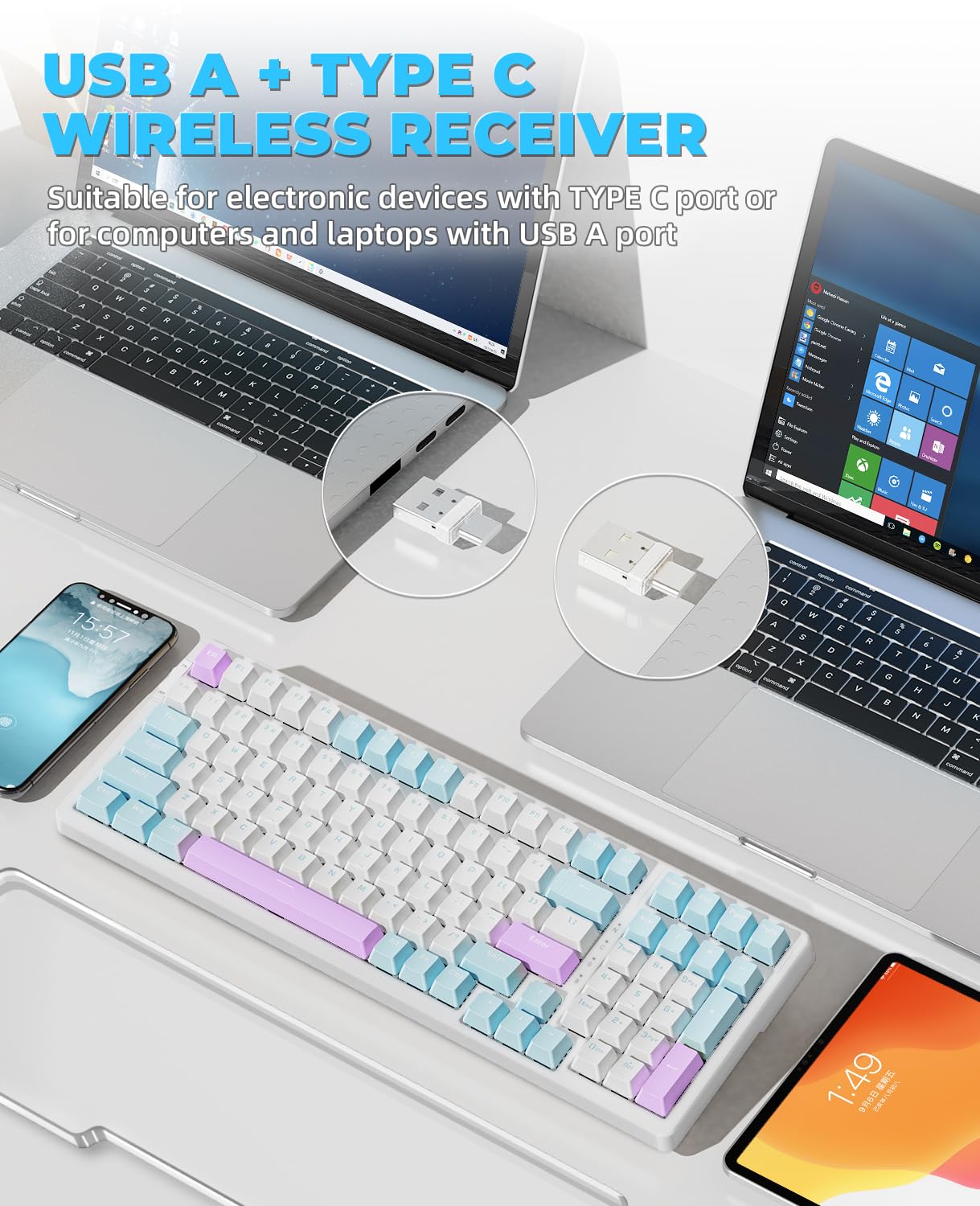 MAGIC-REFINER RK96 Wireless Mechanical Keyboard, Dual Mode 2.4G